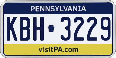 PA license plate KBH3229