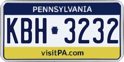 PA license plate KBH3232