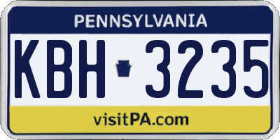 PA license plate KBH3235