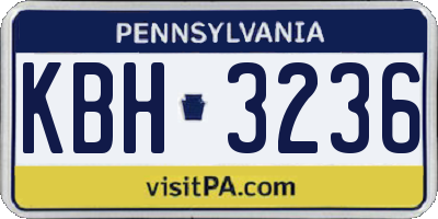 PA license plate KBH3236
