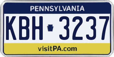 PA license plate KBH3237