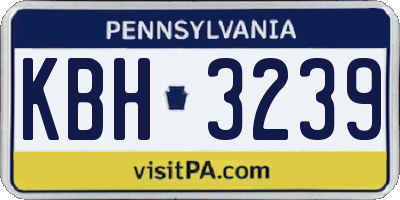 PA license plate KBH3239