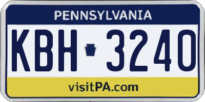 PA license plate KBH3240