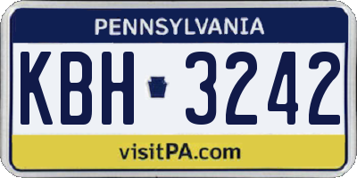 PA license plate KBH3242