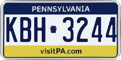 PA license plate KBH3244