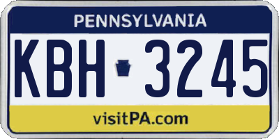PA license plate KBH3245