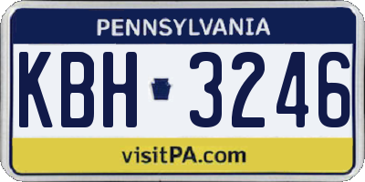 PA license plate KBH3246