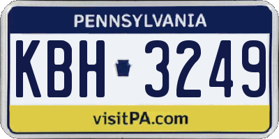 PA license plate KBH3249