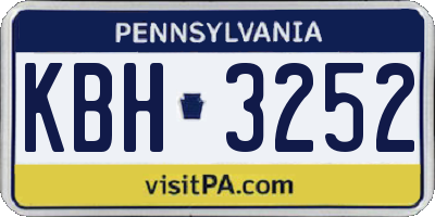 PA license plate KBH3252