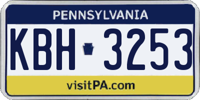 PA license plate KBH3253