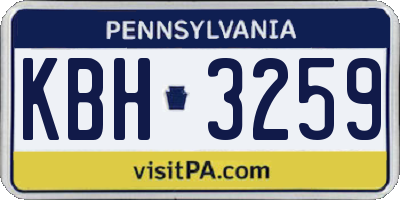 PA license plate KBH3259