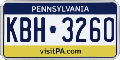 PA license plate KBH3260
