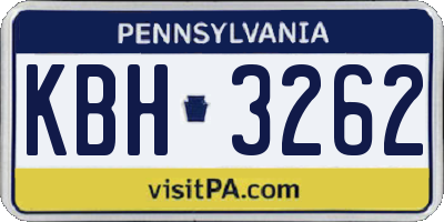 PA license plate KBH3262