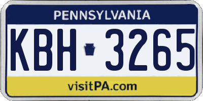 PA license plate KBH3265