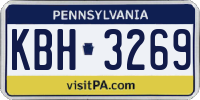 PA license plate KBH3269