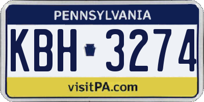 PA license plate KBH3274