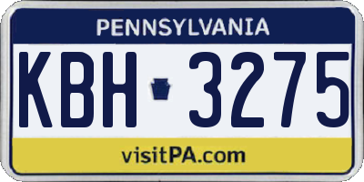 PA license plate KBH3275