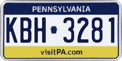 PA license plate KBH3281