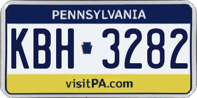 PA license plate KBH3282