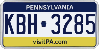 PA license plate KBH3285