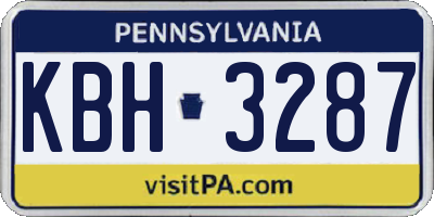 PA license plate KBH3287