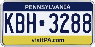 PA license plate KBH3288