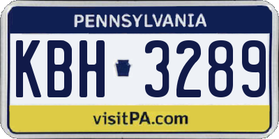 PA license plate KBH3289