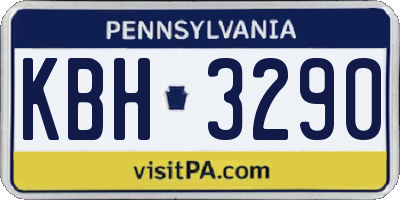 PA license plate KBH3290