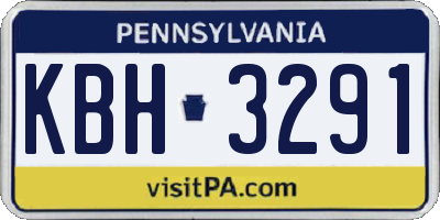 PA license plate KBH3291