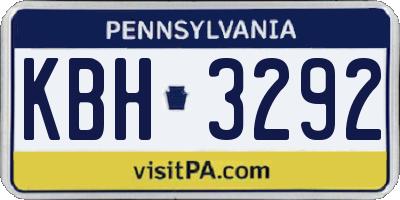 PA license plate KBH3292