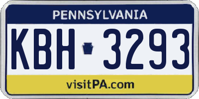 PA license plate KBH3293