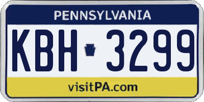 PA license plate KBH3299