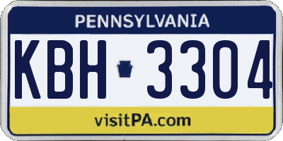 PA license plate KBH3304