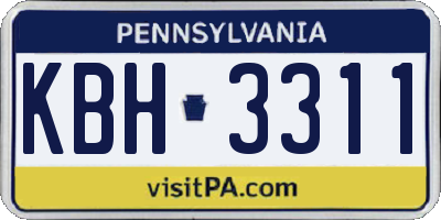 PA license plate KBH3311