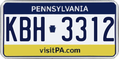 PA license plate KBH3312