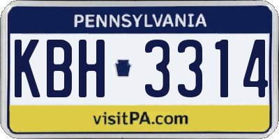 PA license plate KBH3314