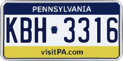 PA license plate KBH3316