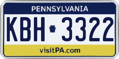 PA license plate KBH3322
