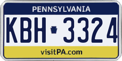 PA license plate KBH3324