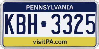 PA license plate KBH3325