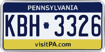 PA license plate KBH3326