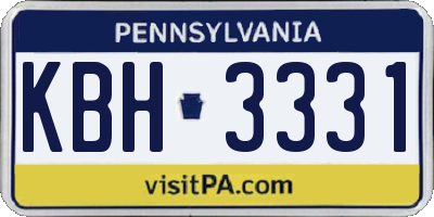 PA license plate KBH3331