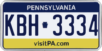 PA license plate KBH3334