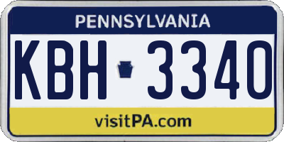 PA license plate KBH3340