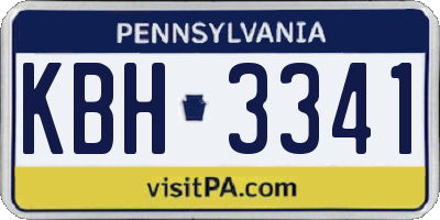 PA license plate KBH3341
