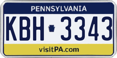 PA license plate KBH3343