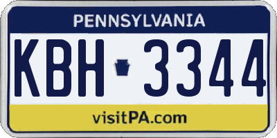 PA license plate KBH3344