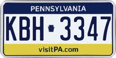 PA license plate KBH3347