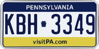 PA license plate KBH3349