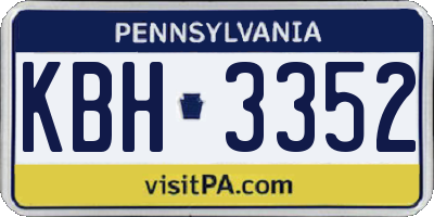 PA license plate KBH3352